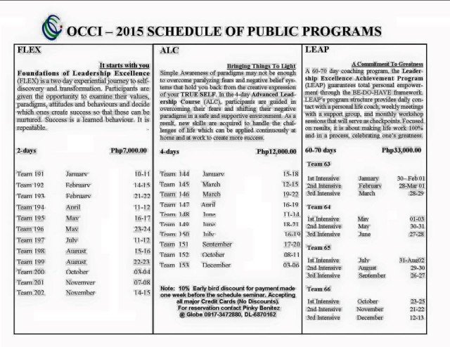 2015 FLEX, ALC and LEAP Calendar