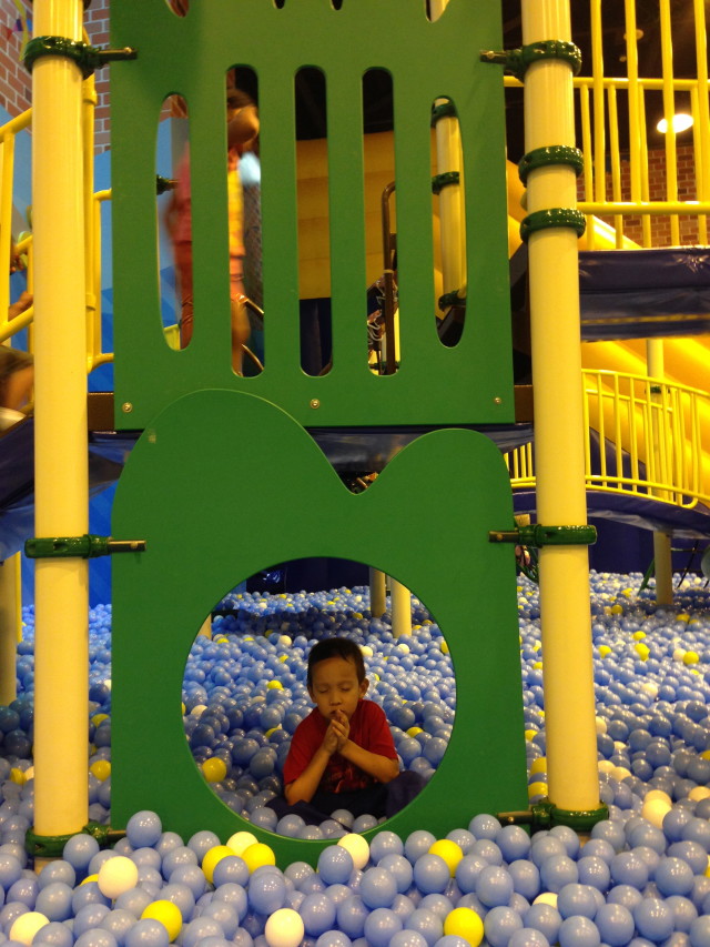 Taking a breather at the playground.