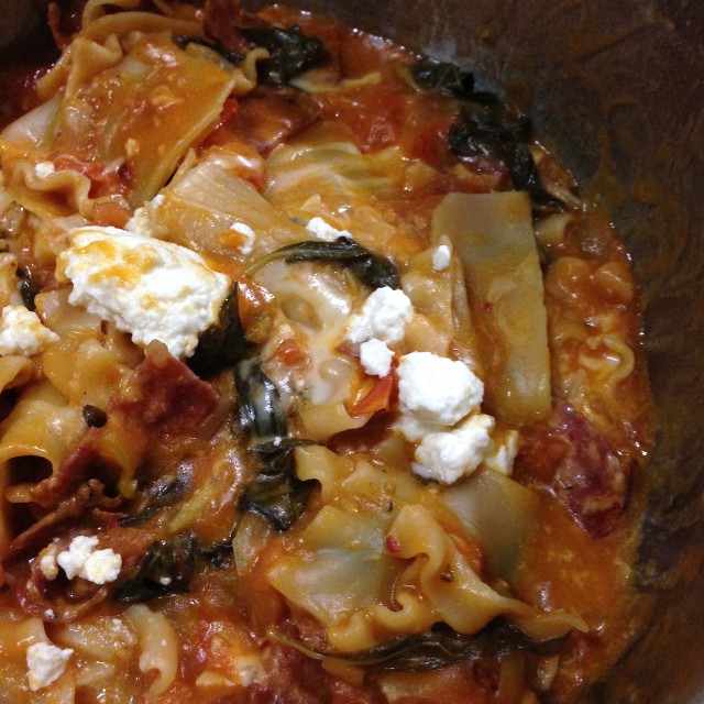 One Pot Lasagna almost ready to be served. Mmmmm it smells good too!