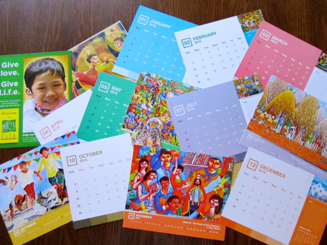 Each card on the desk calendar is two-sided. The month on one side, and artwork on the other side. They sure do add a dose of happiness to any space the calendar occupies!