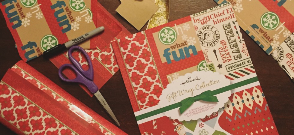 This Hallmark Christmas gift wrap pad is a very organized way to get started on your giftwrapping!